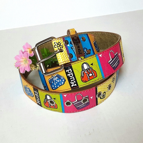 MUDD Genuine Leather Belt, Vibrant Colour Block Fashion Images - Picture 8 of 14